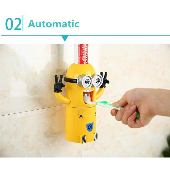 2-in-1 Minion Toothpaste Dispenser & Brush Holder by HitMyNeed