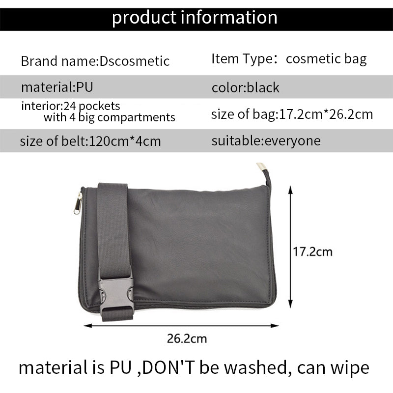 2-in-1 PU Leather Makeup Brush Belt Organizer Bag by HitMyNeed