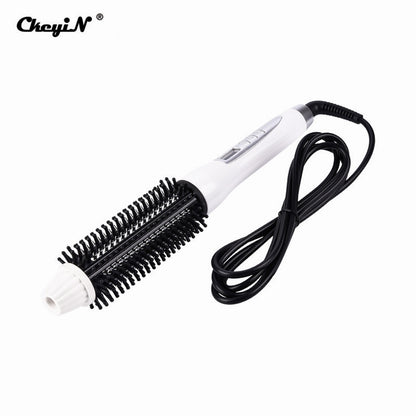 2-in-1 Rotating Ceramic Curling Brush with LCD by HitMyNeed