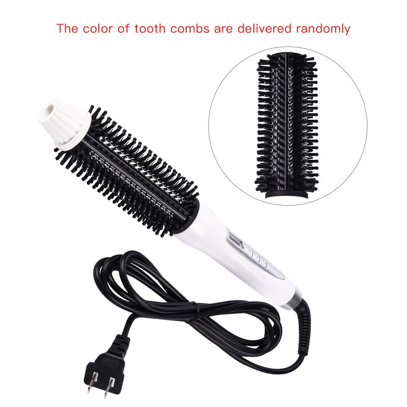 2-in-1 Rotating Ceramic Curling Brush with LCD by HitMyNeed