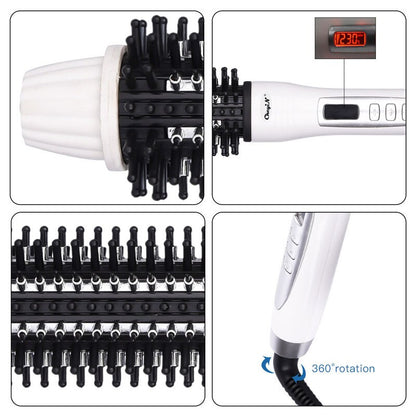 2-in-1 Rotating Ceramic Curling Brush with LCD by HitMyNeed