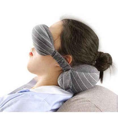 2-in-1 Travel Neck Pillow with Built-In Eye Mask by HitMyNeed