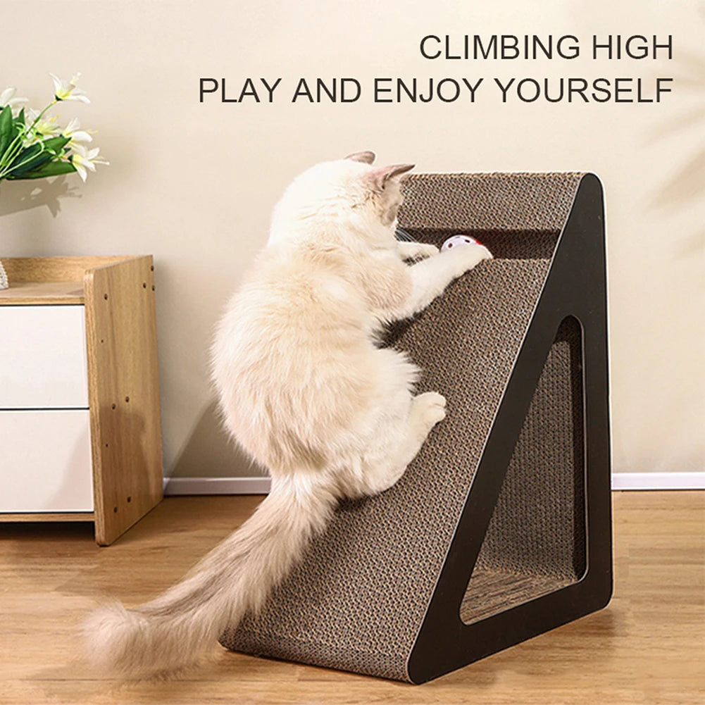 2-in-1 Triangle Cat Scratcher with Spinning Balls by HitMyNeed