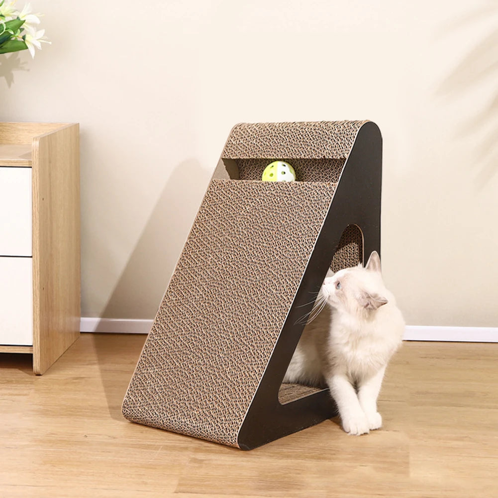 2-in-1 Triangle Cat Scratcher with Spinning Balls by HitMyNeed