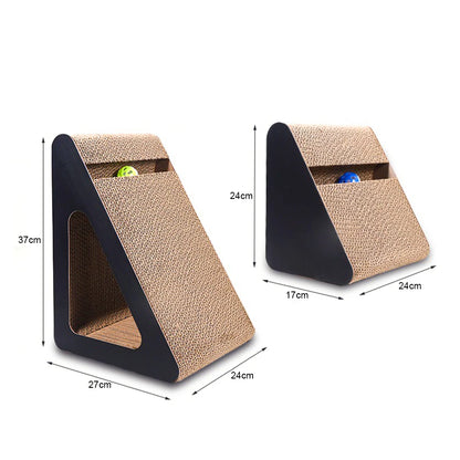 2-in-1 Triangle Cat Scratcher with Spinning Balls by HitMyNeed
