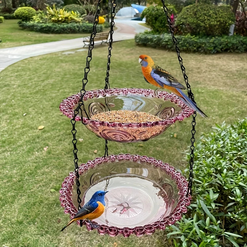 2-Layer Hanging Bird Feeder and Suspended Bird Bath by HitMyNeed
