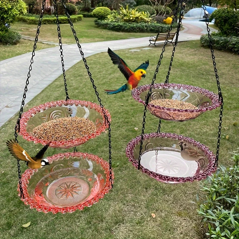 2-Layer Hanging Bird Feeder and Suspended Bird Bath by HitMyNeed