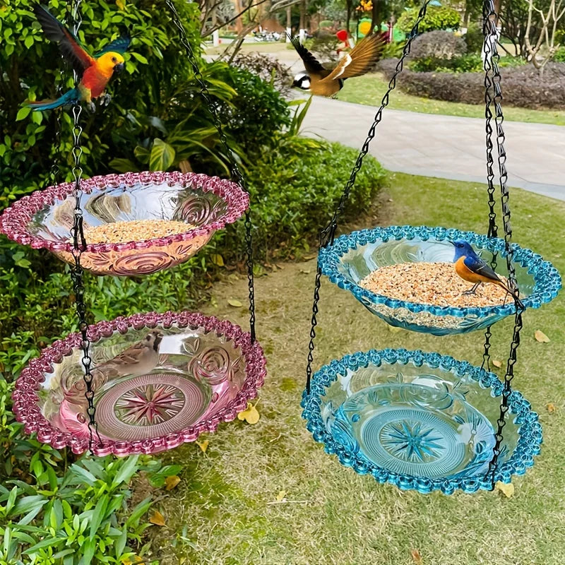 2-Layer Hanging Bird Feeder and Suspended Bird Bath by HitMyNeed