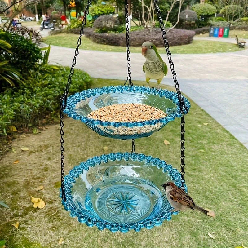 2-Layer Hanging Bird Feeder and Suspended Bird Bath by HitMyNeed