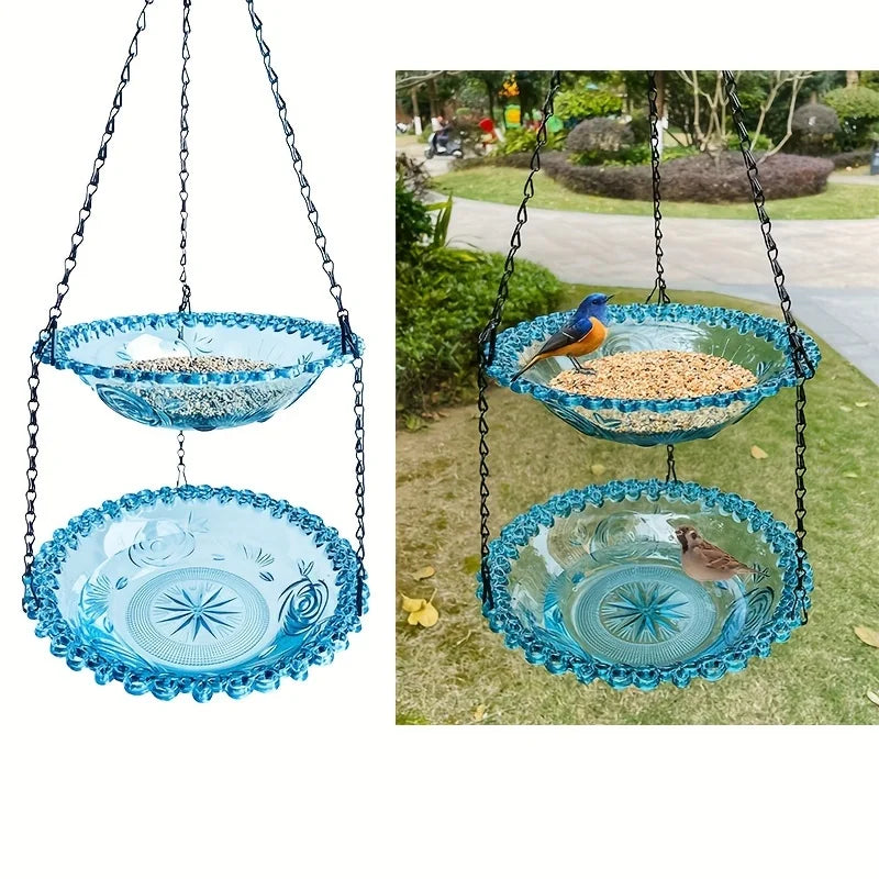 2-Layer Hanging Bird Feeder and Suspended Bird Bath by HitMyNeed