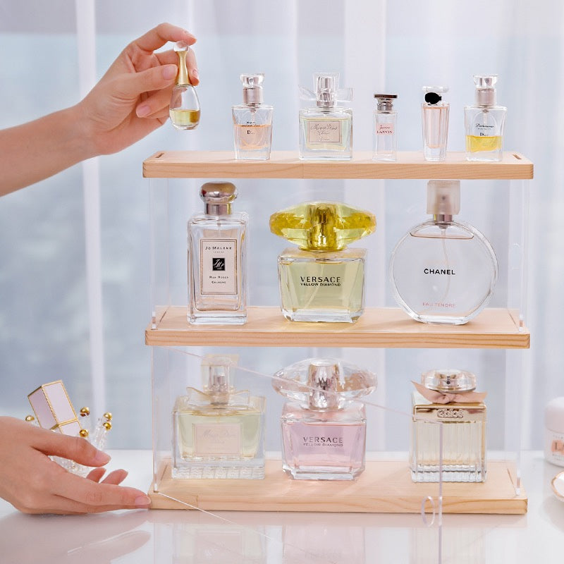 2-Layer Wood and Acrylic Perfume Display Stand by HitMyNeed