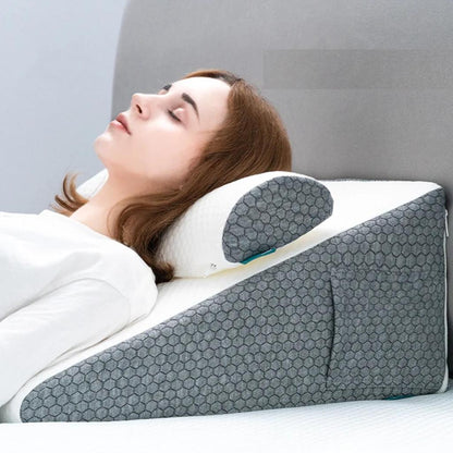 2 Pack Memory Foam Bed Wedge & Neck Support Pillows by HitMyNeed