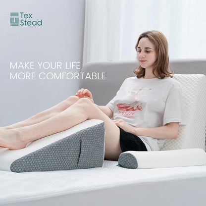 2 Pack Memory Foam Bed Wedge & Neck Support Pillows by HitMyNeed