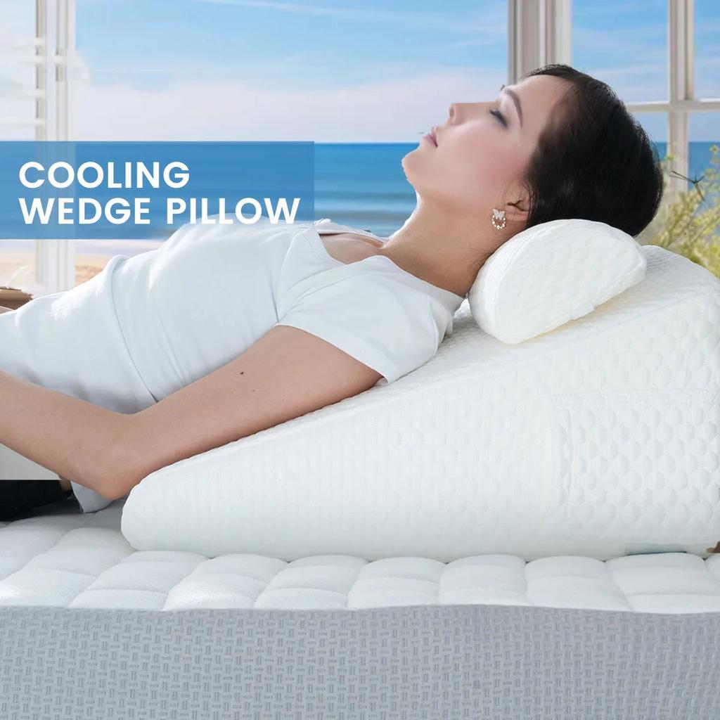 2 Pack Memory Foam Bed Wedge & Neck Support Pillows by HitMyNeed