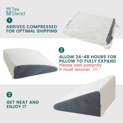 2 Pack Memory Foam Bed Wedge & Neck Support Pillows by HitMyNeed