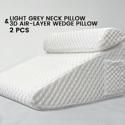 2 Pack Memory Foam Bed Wedge & Neck Support Pillows white by HitMyNeed