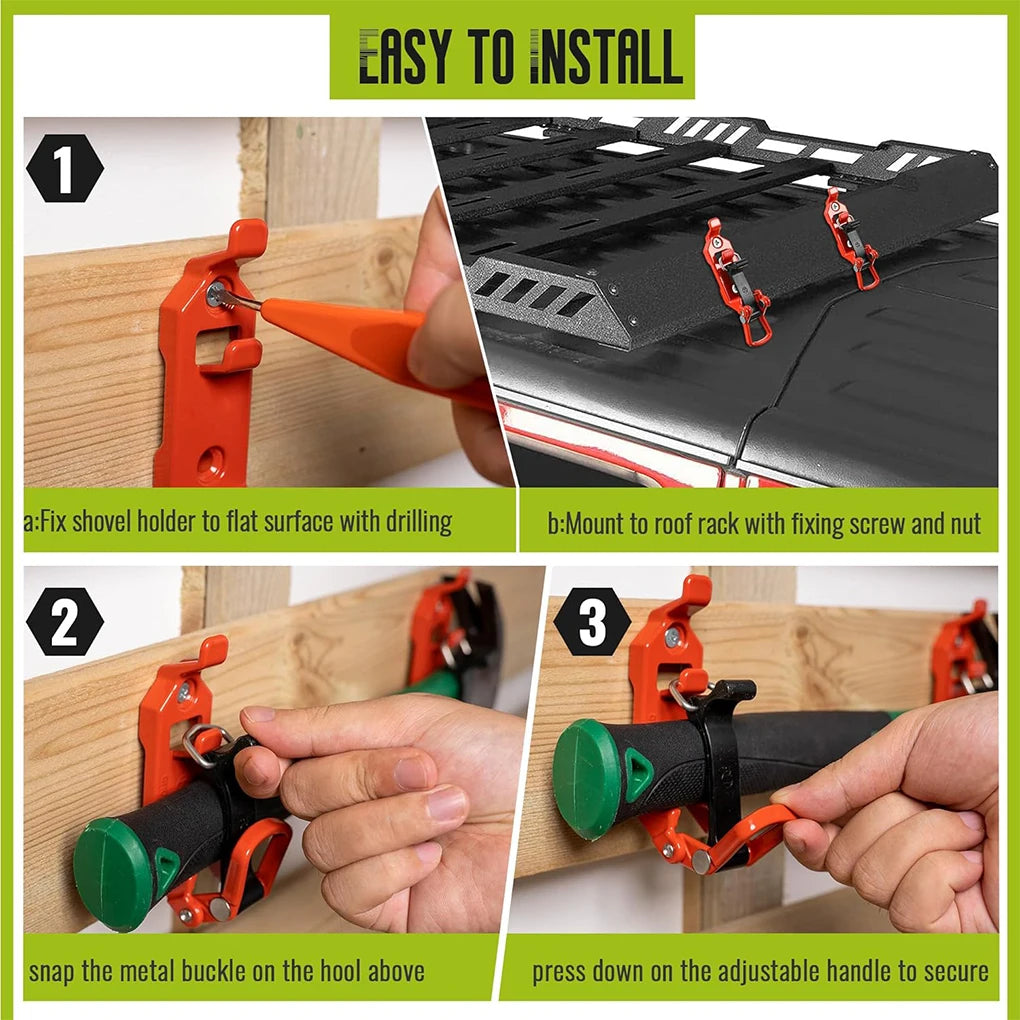 2-Pack Shovel & Axe Mount Brackets for Roof Racks by HitMyNeed