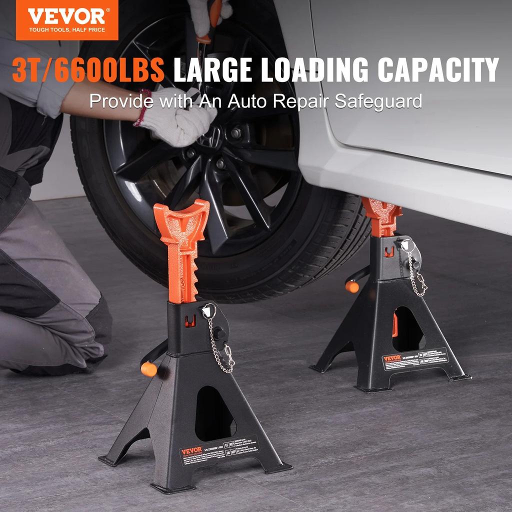 2 pcs Jack Stands 3T or 6T Double Locking Adjustable by HitMyNeed