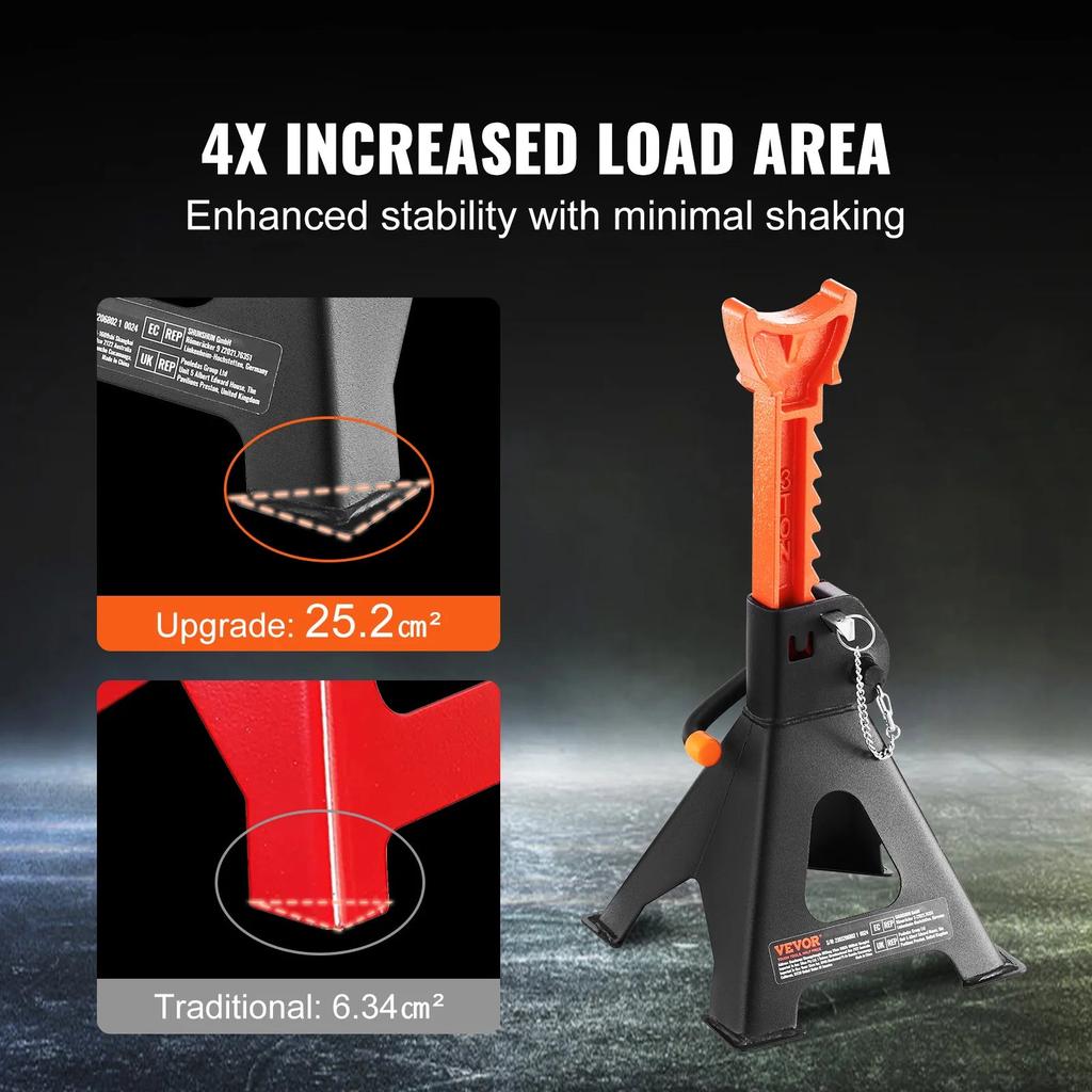 2 pcs Jack Stands 3T or 6T Double Locking Adjustable by HitMyNeed