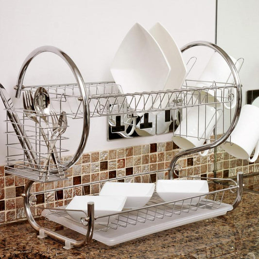 2-Tier Dish Drying Rack Organizer with Utensil Holder by HitMyNeed