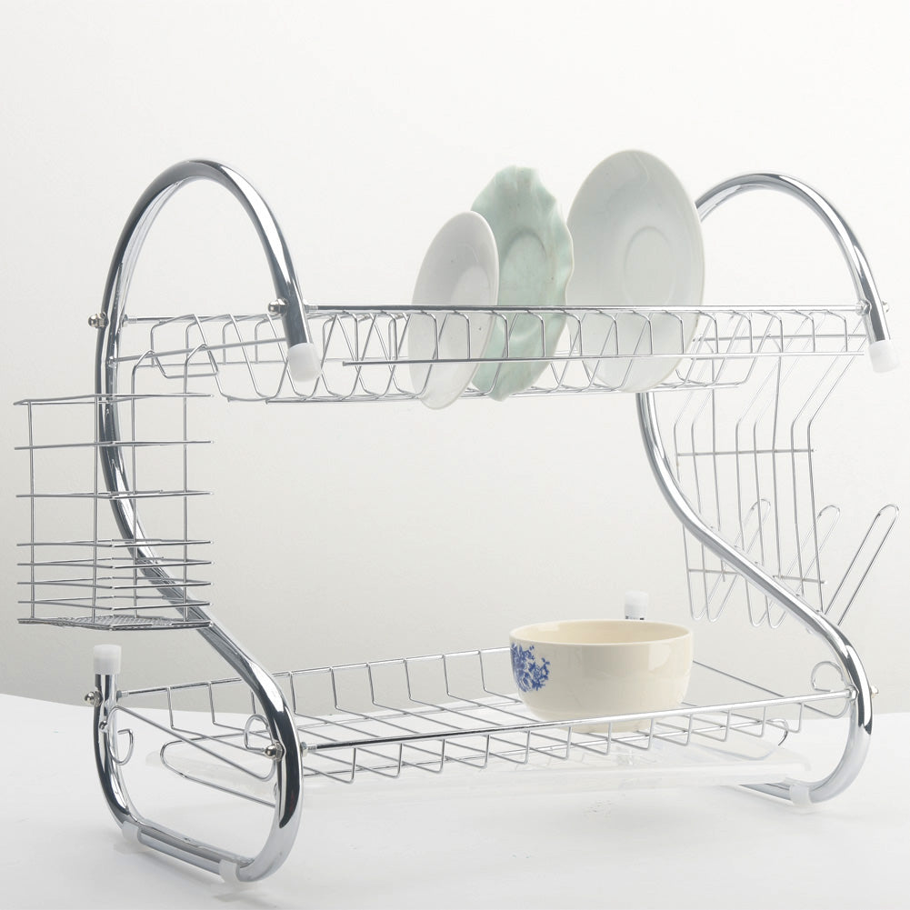 2-Tier Dish Drying Rack Organizer with Utensil Holder by HitMyNeed