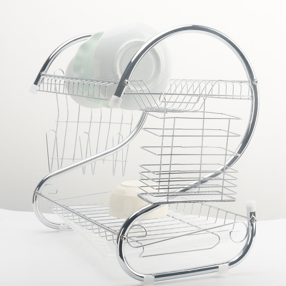 2-Tier Dish Drying Rack Organizer with Utensil Holder by HitMyNeed