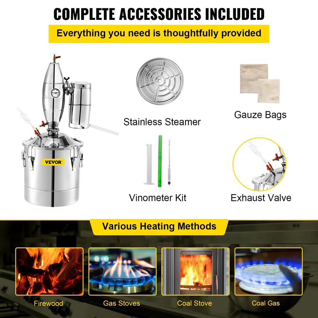 20-70L Stainless Steel Alcohol Distiller Kit by HitMyNeed