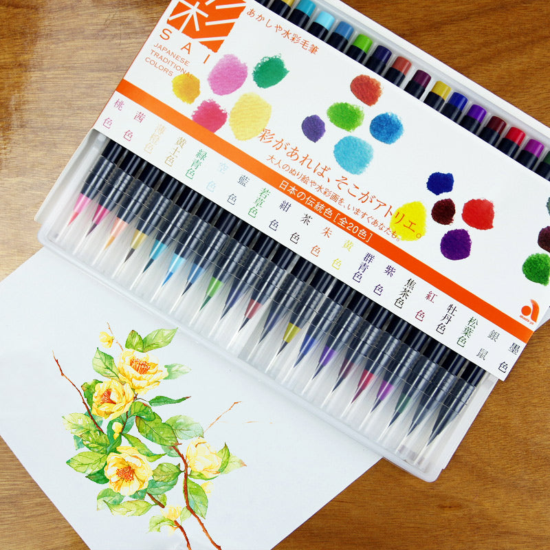20-Color Watercolor Brush Pen Set for Artists by HitMyNeed