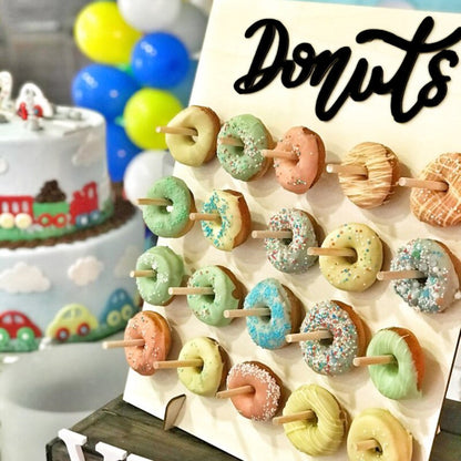 20-Hole Wooden Donut Display Stand with Pegs by HitMyNeed