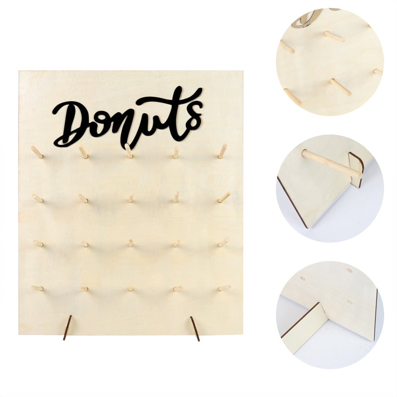 20-Hole Wooden Donut Display Stand with Pegs by HitMyNeed
