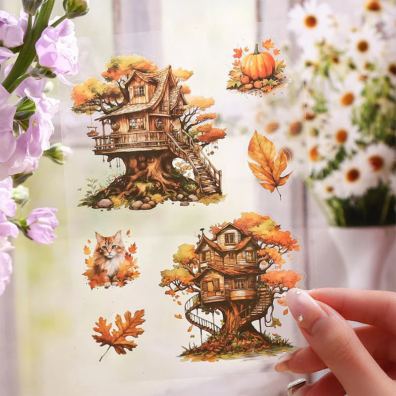 20 Sheets Vintage Log Cabin PET Sticker Book by HitMyNeed
