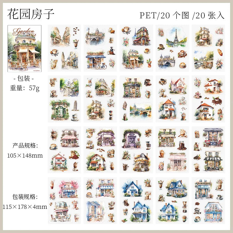 20 Sheets Vintage Log Cabin PET Sticker Book d by HitMyNeed