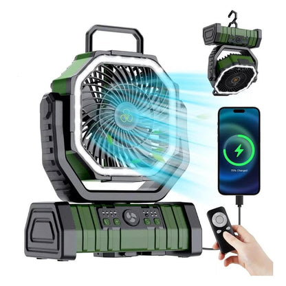 20000mAh Camping Fan with LED Light & Hook by HitMyNeed