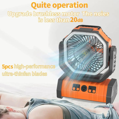 20000mAh Camping Fan with LED Light & Hook by HitMyNeed
