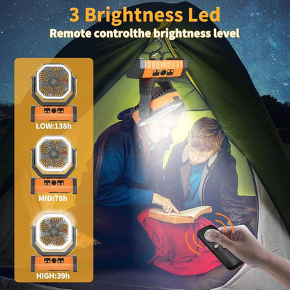 20000mAh Camping Fan with LED Light & Hook by HitMyNeed
