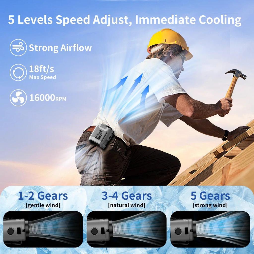 20000mAh Outdoor Waist & Neck Fan with Power Bank by HitMyNeed