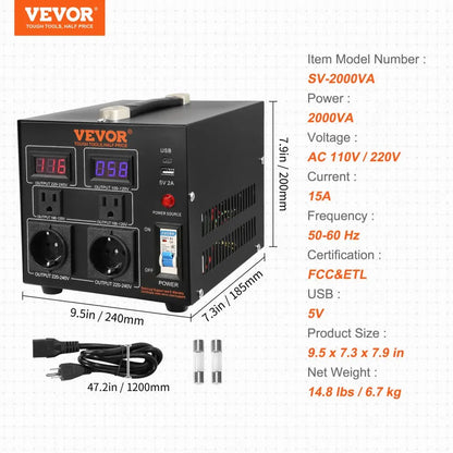 2000W-5000W Step Up Down Voltage Converter 110V/220V by HitMyNeed