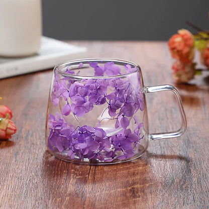 200ml Double Wall Glass Coffee Cup with Handle purple by HitMyNeed