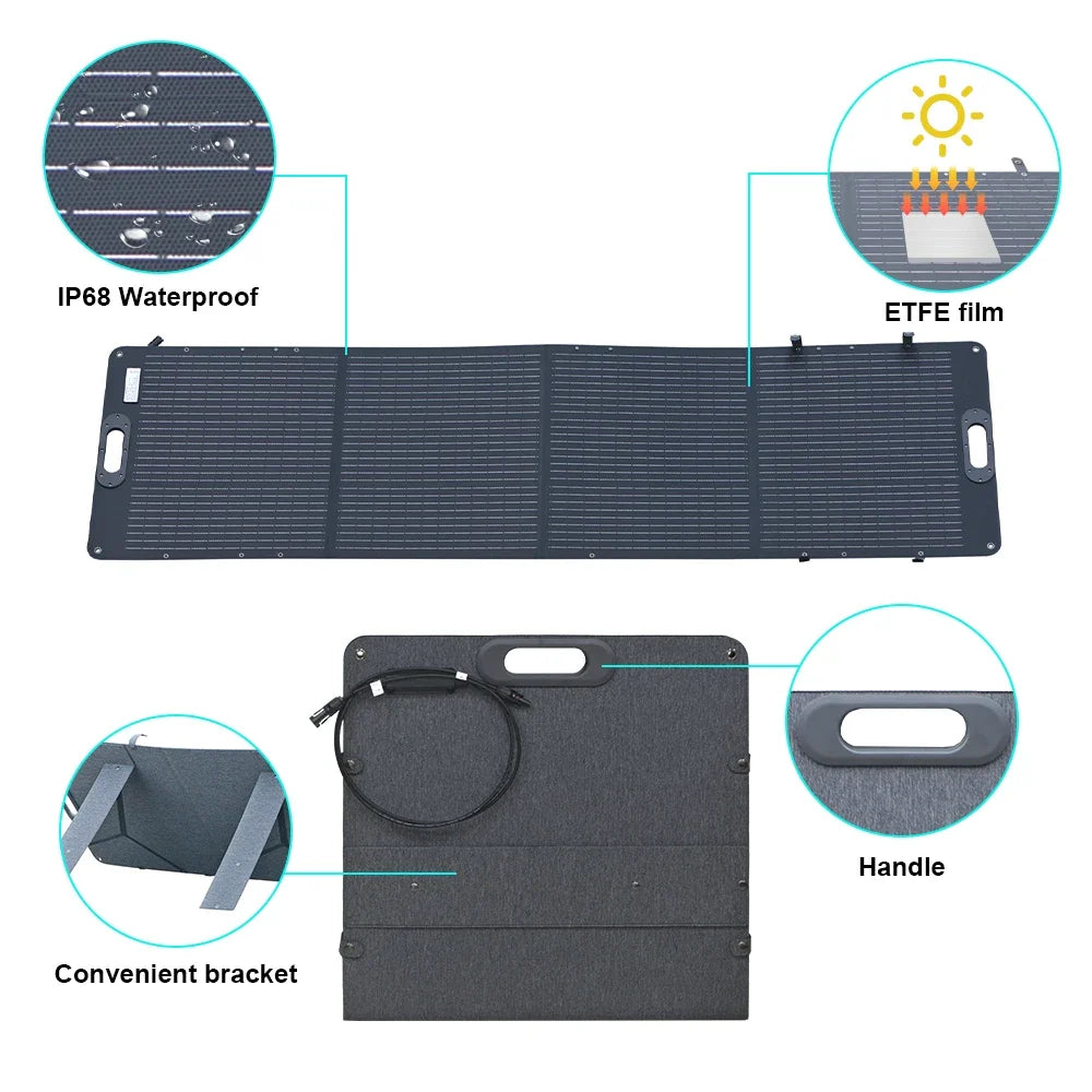 200W ETFE Foldable Solar Panel Kit for Camping & RV by HitMyNeed