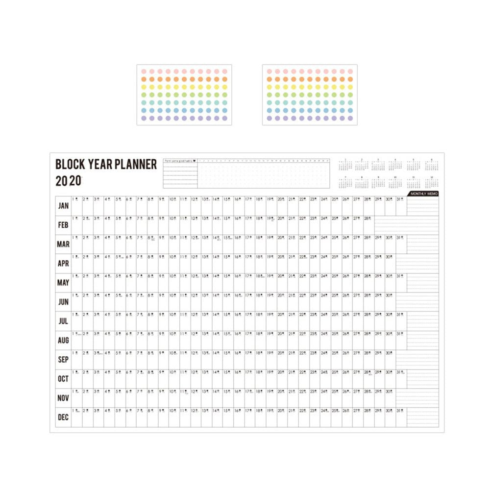 2020 Wall Year Planner with Color Sticker Dots by HitMyNeed
