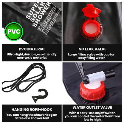 20L Solar Camping Shower Bag with Hose and Head by HitMyNeed