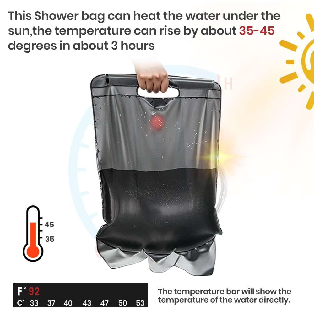 20L Solar Camping Shower Bag with Hose and Head by HitMyNeed