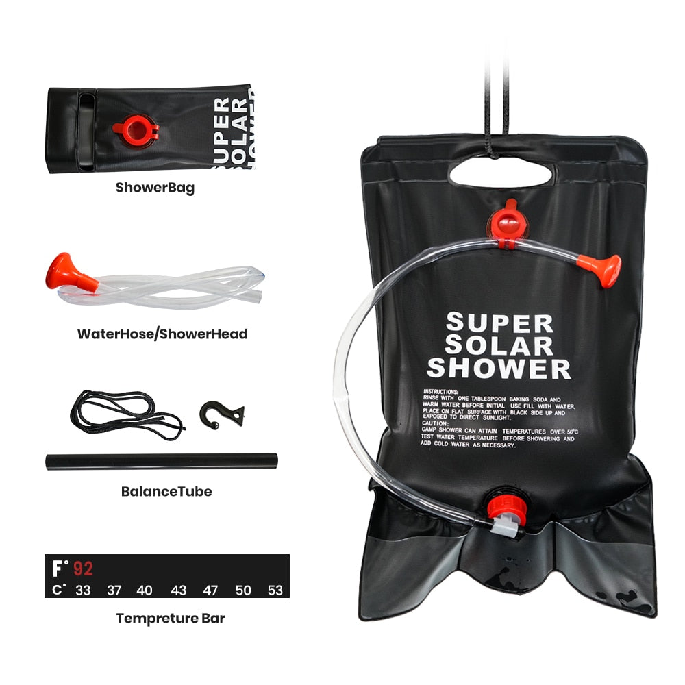 20L Solar Camping Shower Bag with Hose and Head by HitMyNeed