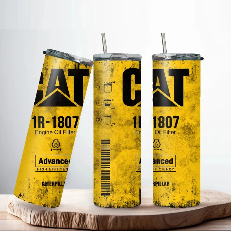 20oz Engine Oil Filter Insulated Travel Cup with Straw by HitMyNeed