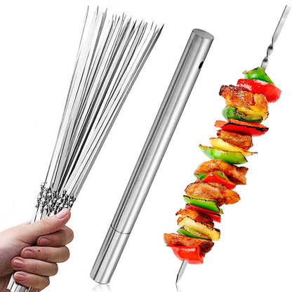 20pc Stainless Steel BBQ Skewer Sticks with Tube by HitMyNeed