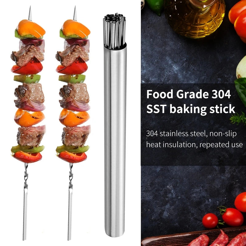 20pc Stainless Steel BBQ Skewer Sticks with Tube by HitMyNeed