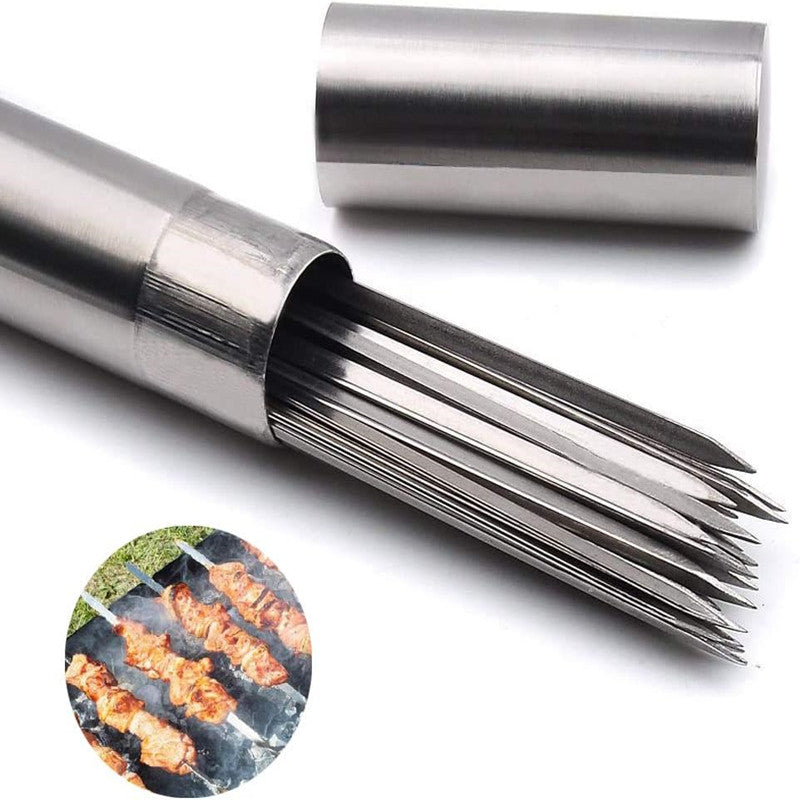 20pc Stainless Steel BBQ Skewer Sticks with Tube by HitMyNeed