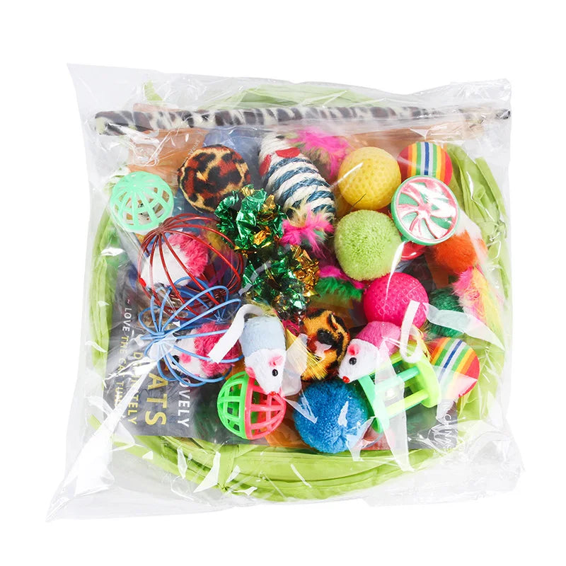21-Pack Kitten Toy Variety Set with Wands & Balls by HitMyNeed