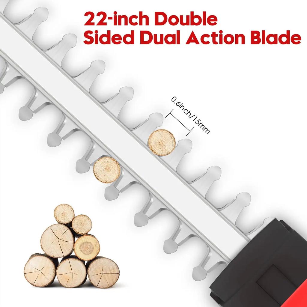 21V Cordless 22" Hedge Trimmer with 3.0Ah Battery by HitMyNeed