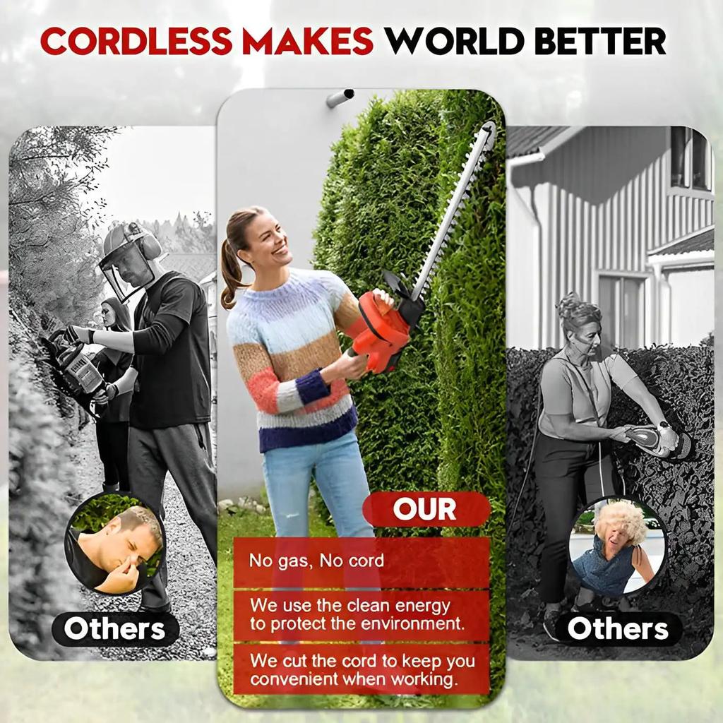 21V Cordless 22" Hedge Trimmer with 3.0Ah Battery by HitMyNeed